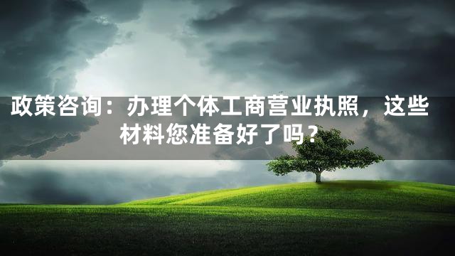 政策咨詢：辦理個體工商營業執照，這些材料您準備好了嗎？